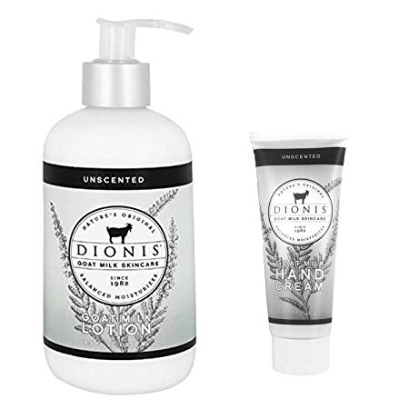 Dionis Goat Milk Body Lotion and Hand Cream Gift Set (Unscented, 2 Piece)