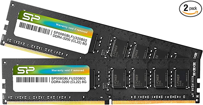 Silicon Power DDR4 16GB Kit (8GB x2) 3200MHz (PC4-25600) CL22 (or 2666MHz) UDIMM 288-Pin Desktop Computer Memory