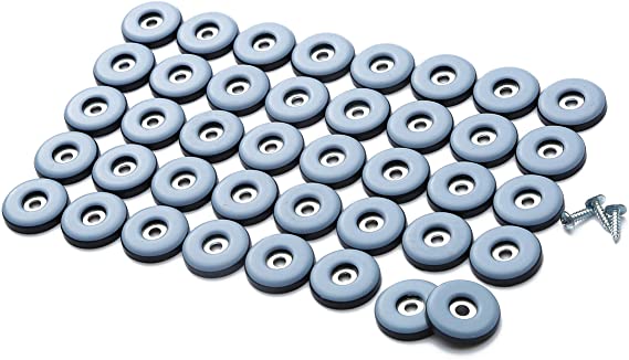 1-1/4" Screw on Furniture Glides Sliders-FURNIGEAR PTFE (Teflon) Chair Leg Movers Sliders for Carpet and Hardwood Surface - Move Your Furniture Easy & Safely - Best Floor Protector (grey-40pack)