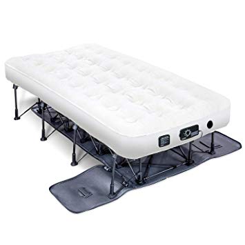 Ivation EZ-Bed (Twin) Air Mattress with Deflate Defender™ Technology Dual Auto Comfort Pump and Dual Layer Laminate Material - AirBed Frame & Rolling Case for Guest, Travel, Vacation, Camping