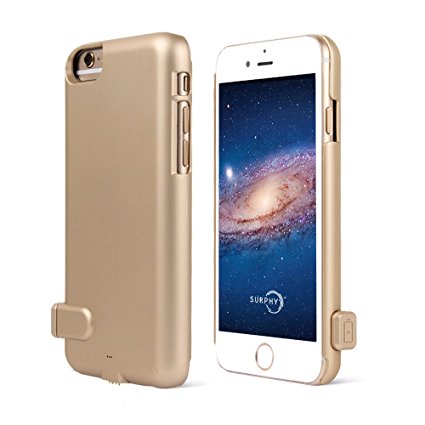 iPhone 7 Plus Battery Case,SURPHY World's Thinnest Power Backup Charger Battery Charging Case Extended Power Bank for iPhone 7 Plus iPhone 6 Plus 5.5 inch,Gold