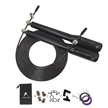 Crossfit Jump Rope,Great for Double Under , MMA, Boxing, General Exercise,and Fitness Training-Fully Adjustable&Extra 2 Free Replacement Cables