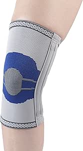 Champion Elastic Knee Support Compression Sleeve, with Flexible Stays, Gray (Side Stays), Small