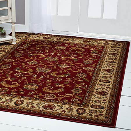 Home Dynamix 3208-215 Royalty Elati Traditional Area Rug 5'2"x7'2", Oriental Red/Ivory