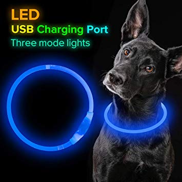 BSeen LED Dog Collar, USB Rechargeable, Glowing pet Dog Collar Night Safety, Fashion Light up Collar Small Medium Large Dogs