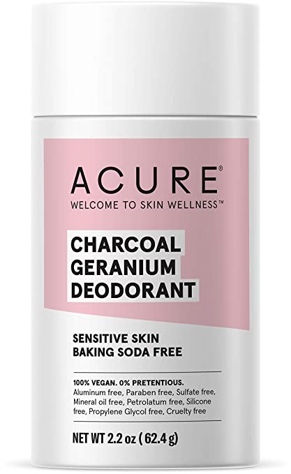 ACURE Magnesium & Charcoal Deodorant | 100% Vegan | For Sensitive Skin | Aluminum & Baking Soda Free | 2.2 Oz