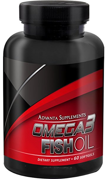 Advanta Supplements Omega3 Fish Oil, 60 Softgels (Pharmaceutical Grade Omega-3)