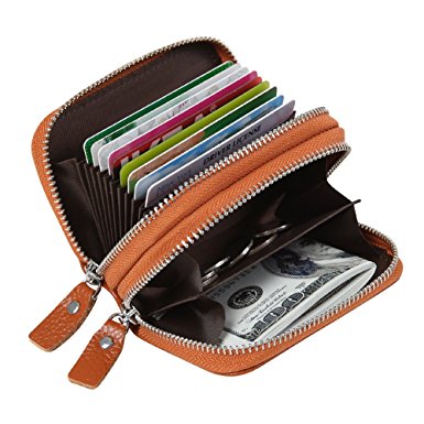 Women's RFID Blocking Credit Card holder Leather Compact Accordion Wallet