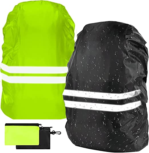 flintronic 2Pcs Funda Impermeable para Mochila 18~30L Fundas Universales para Lluvia con Banda Reflectante para Lluvia, Nieve, Caminatas nocturnas, equitación, Actividades al Aire Libre