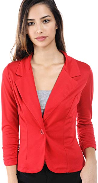 Women's Slim Fit One Button Office Knit Blazer Jacket,Made in USA Except for Striped Jacket (Small-3XL)