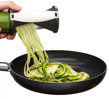 Spiral Slicer - Vegetable Spiralizer - Zucchini Spaghetti Pasta Maker - Spiral Vegetable Slicer - Zucchini Noodle Maker - Spiral Vegetable Cutter - Cleaning Brush - Black