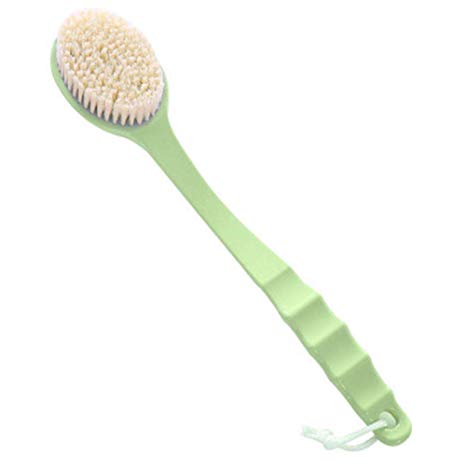 Fdit Long Handle Plastic Body Shower Brush Bath Back Cleaning Scrubber(13.7x2.7in)(Green)