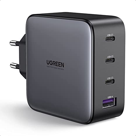 UGREEN 100W USB C Ladegerät USB C Netzteil 4 Ports Charger PD Ladegerät mit PPS GaN Tech kompatibel mit MacBook Pro, MacBook Air, iPhone 13 Pro, iPhone 12, iPad Pro, Dell XPS 15, S21, Switch usw.