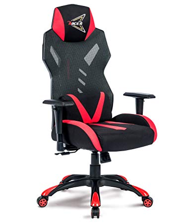 Racing Gaming Chair Breathable Mesh Back Reclining Chair for Adults with Lumbar Cushion Lifting handrail