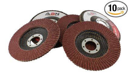 ABN 4.5” x 7/8 T27 80 Grit Aluminum Oxide Flat Flap Disc Grinding Sanding Sandpaper Wheels 5 Pack