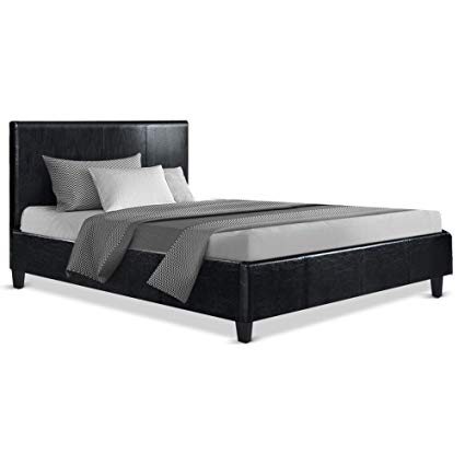 Artiss Single Bed Frame Leather Upholstery Bed, Black