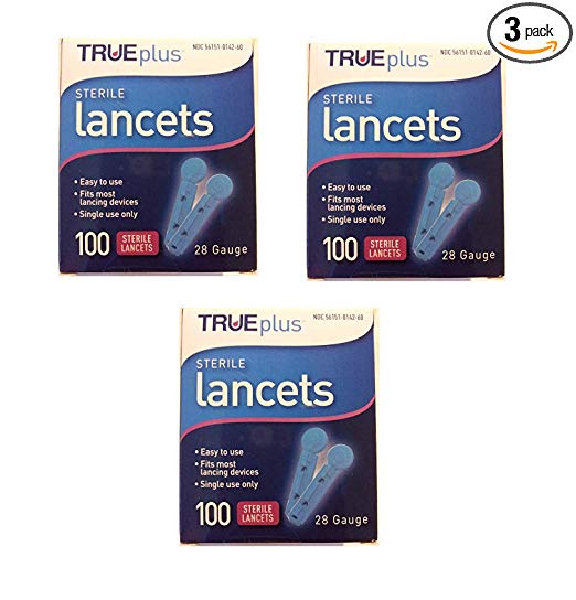 TruePlus Sterile Lancets, 28 Guage - 100 ct, Pack of 3