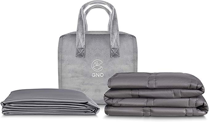 GnO Adult Weighted Blanket & Removable Bamboo Cover - (25 Lbs - 80''x87'' King Size) - 100% Oeko Tex Certified Cooling Cotton & Glass Beads- Organic Heavy Blanket For Individual Or Couples - Dark Grey