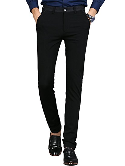 Men's Slim Fit Wrinkle-Free Casual Stretch Pants, Comfort Suit Pant Dress Trousers