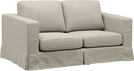 Amazon Brand – Stone & Beam Bryant Modern Loveseat Sofa Couch with Slipcover, 69.3"W, Storm Grey