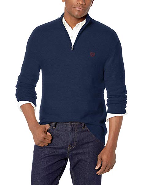 Chaps Men's Classic Fit Textured Quarter Zip Sweater