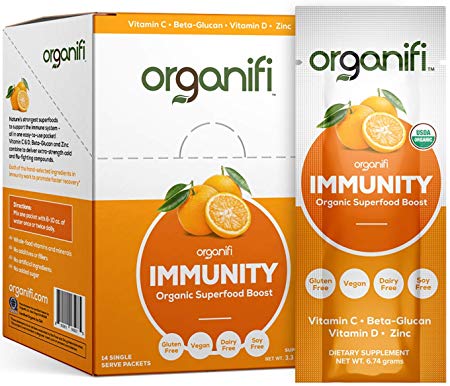 Organifi: Immunity - Organic Superfood Immunity Boost - 14 Single Serve Packets - Cold and Flu Relief - Nourish and Feed Cells - Natural Immune System Support - Vitamin C, D & Zinc