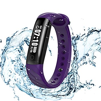Fitness Tracker, WELTEAYO Waterproof Activity Tracker Watch Touch Screen Bluetooth Pedometer Smart Bracelet for Android Smartphone and iPhone (Purple)