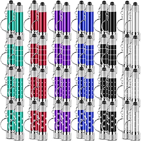 48 Pieces Mini LED Flashlights Keychain Portable 5 Bulbs LED Keychain for Kids Party Favors, Camping, Travel, Home or Office, 5 Designs