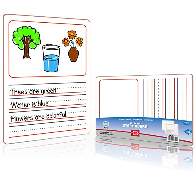 Dry Erase Story Picture Lap Board 9"X12" l Drawing Spelling Sentences and More (Double Sided Whiteboard)