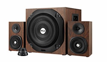 Trust 20245 Vigor 2.1 Speaker Set for PC and Laptop, 120 W Peak Power (UK-Plug) - Wood