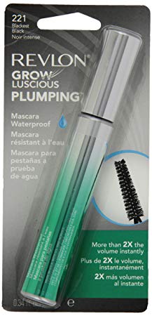 Revlon Grow Luscious Plumping Mascara Waterproof, Blackest Black WP, 0.34 Fluid Ounce