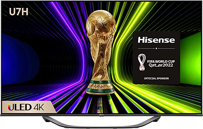 HISENSE 55U7HQTUK 55" 600-nit 4K HDR10  and 120Hz Dolby Vision IQ ULED Smart TV with Disney , Freeview Play and Alexa Built-in, HDMI 2.1 and Filmmaker Mode, FreeSync Certificated (2022 NEW)