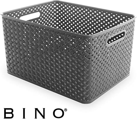 BINO Woven Plastic Storage Basket, X-Large (Grey)
