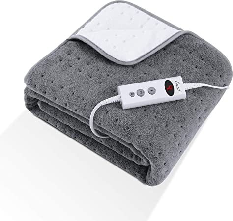Electric Heated Underblanket 120 x 140cm, 10 Heat Settings and 9 Hours Optional Timer with Overheating Protection, Machine Washable, Relieving Tension and Fatigue, Pain