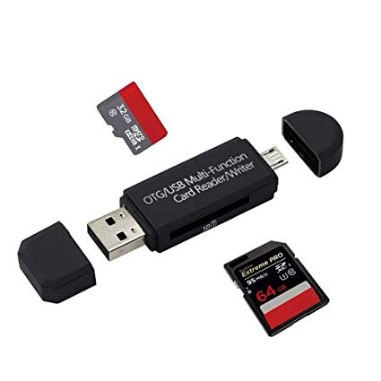 SD Card Reader, Beyond USB-C OTG to USB 2.0 Adapter Micro SD TF Card Reader Multi-Function Memory Card Reader for Smart Phone Tablet PC MacBook Male Connector, Black