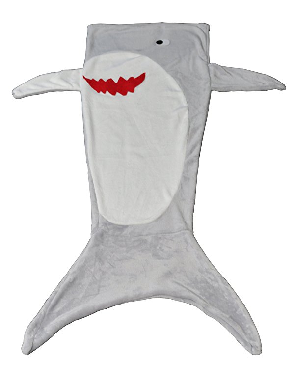 ARAD Kids Super Soft Shark Blanket, Sleeping Sack, Tail Blanket, All Seasons, Gray and White