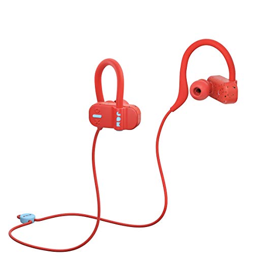 JAM Live Fast Workout Earphones | 30 ft. Bluetooth Range, IP67 Sweat Resistant Earbuds (3 Sizes Included), 12 Hour Battery Life, Hands-Free Calling Red