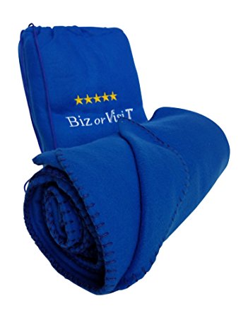 Biz or VisiT Fleece Travel Blanket (larger than average 51x70) comes in a Drawstring Backpack. Warm and Cozy Skin-friendly Durable Lightweight - Best Quality for Maximum comfort