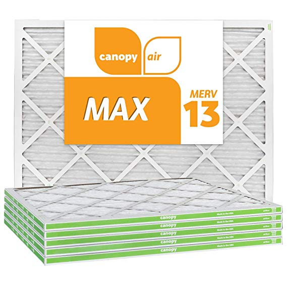 Canopy Air 20x25x1, MAX AC Furnace Air Filter, MERV 13, Made in The USA, 6-Pack (Actual Size 19 1/2" x 24 1/2" x 3/4")