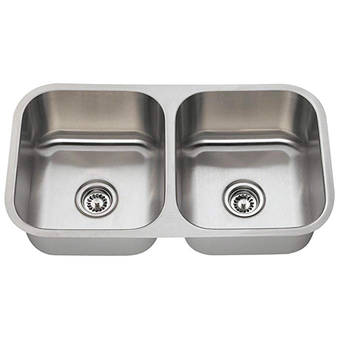 502A 16-Gauge Undermount Equal Double Bowl Stainless Steel Kitchen Sink