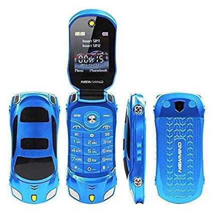 Sports Car Model F15 Mini Flip Phone Dual SIM Card MP3 Backup Phone (Blue)