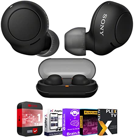 Sony WFC500/B Truly Wireless in-Ear Headphones, Water Resistant, Black Bundle with Tech Smart USA Audio Entertainment Essentials Bundle 2020 and 1 YR CPS Enhanced Protection Pack