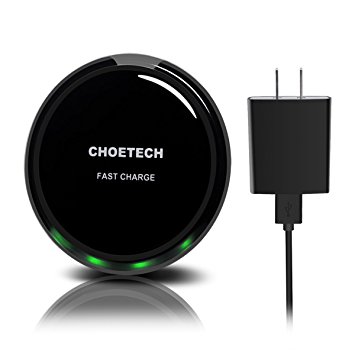 Fast Charge Wireless Charger (Adaptive Fast Charger Included) - CHOE QI Fast Wireless Charger Charging Pad for Samsung Galaxy S7, S7 Edge, Note 5, S6 Edge  and All Qi-Enabled Devices