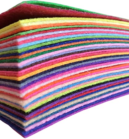 longshine-us 1mm Thick Acrylic Stiff Felt Nonwoven Fabric Sheet Pack DIY Craft Patchwork Sewing Squares Assorted Colors for Hobby Crafter (20pcs 12inch x 12inch)