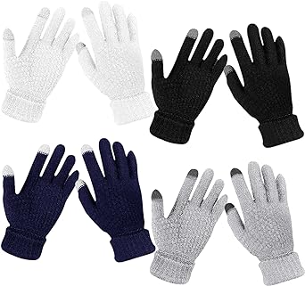 SATINIOR Winter Touchscreen Gloves Warm Knitted Gloves Fleece Lined Gloves Elastic Cuff Winter Texting Gloves for Women Men