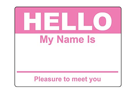 Hello My Name is Stickers Labels Nametags Visitor Sticker Badges Write on Adhesive Color Simple Basic Blank [Pink] -2-5/16" x 4" Inch 100 Stickers Labels per Roll