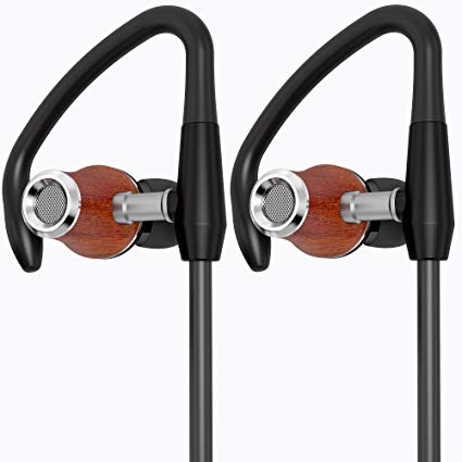 Symphonized NRG S Genuine Wood Bluetooth Earbuds, Wireless In-ear Noise-isolating Headphones, Earphones with Angle-Fit Ear Tips, Comfort Neckband, Mic, Volume Control - Black