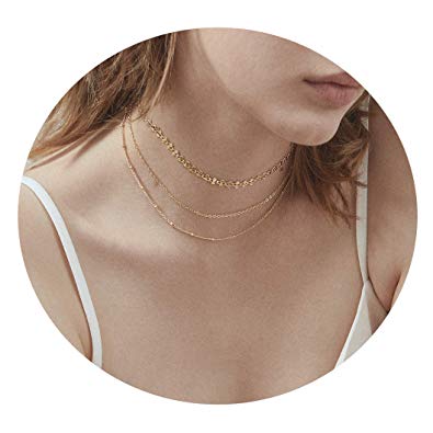 Valloey Women Choker Necklace, Dainty Jewelry 14K Gold Plated Cute Chain Chokers Necklaces