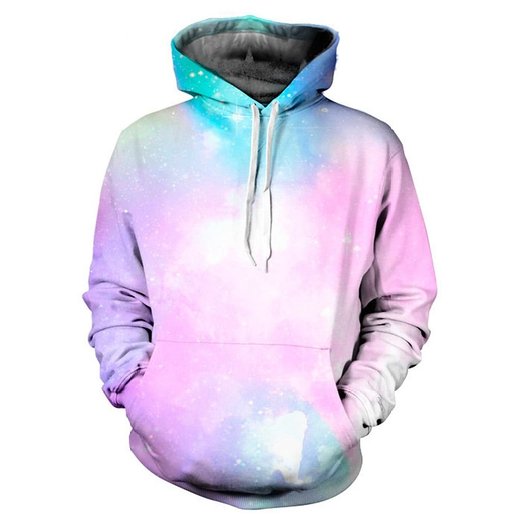 SAYM Unisex Simulation Printing Galaxy Pocket Hooded Sweatshirt