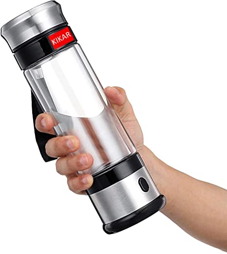 400ml Portable Ionized Water Generator Glass Bottle Anti Aging Antioxidant Hydrogen Maker